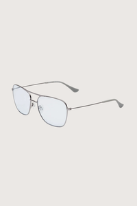 side profile HOOPER Reading Glasses Polished Gunmetal Blue +1.50 aviator style gunmetal silver frame blue tint lens