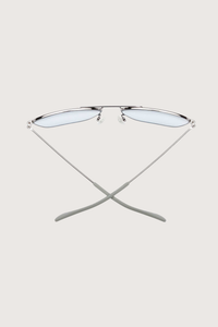 top profile HOOPER Reading Glasses Polished Gunmetal Blue +1.50 aviator style gunmetal silver frame blue tint lens
