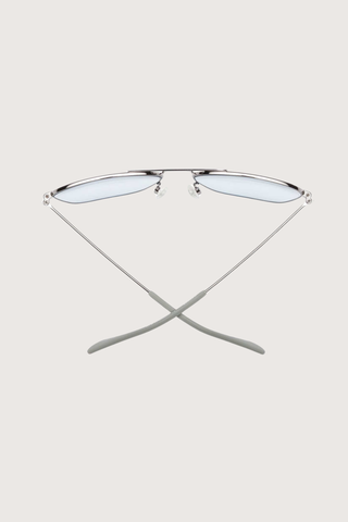 top profile HOOPER Reading Glasses Polished Gunmetal Blue +1.50 aviator style gunmetal silver frame blue tint lens