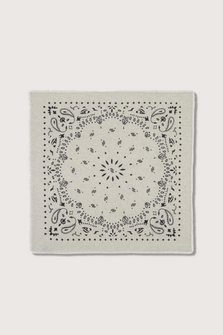 flat lay Hachiko Bandana Scarf Avoine cashmere 2-threads printed jersey knitting