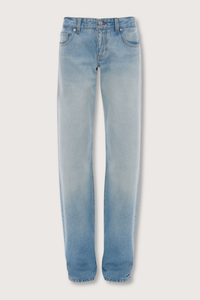 flat lay Harper Mid Rise Zip Fly Jean Low rise
Heritage blue wash
Non-stretch
Mid-weight denim
Five pocket styling
Front zip fly
Branded leather patch and denim shank button