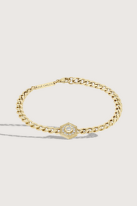 Hexagon Halo chain Bracelet 14k gold