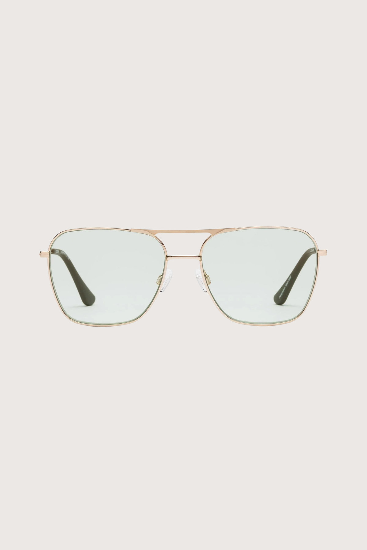 front profile Hooper Reading Glasses Polished Gold Green +1.50 aviator style polished gold frame green tint lens