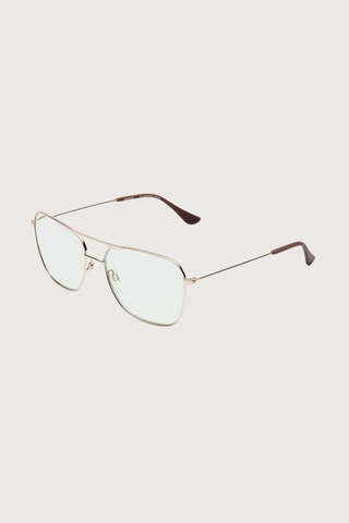 side profile Hooper Reading Glasses Polished Gold Green +1.50 aviator style polished gold frame green tint lens