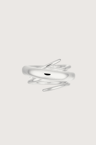 flat lay Hurly Burly Ring  Silver 925 Rhodium Plated Sterling Silver