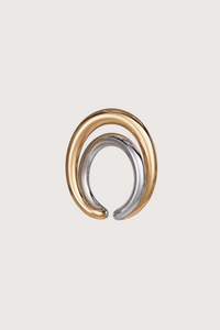 flat lay Initial Ring  Vermeil / Rhodium Plated Silver Yellow vermeil 18 karats and 925 Rhodium Plated Sterling Silver
