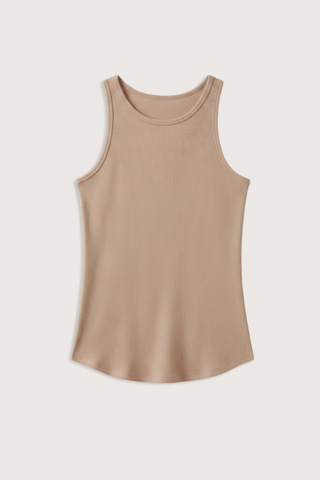 flat lay Jameela Racerback Tank Dune Fitted racerback tank
Brushed rib