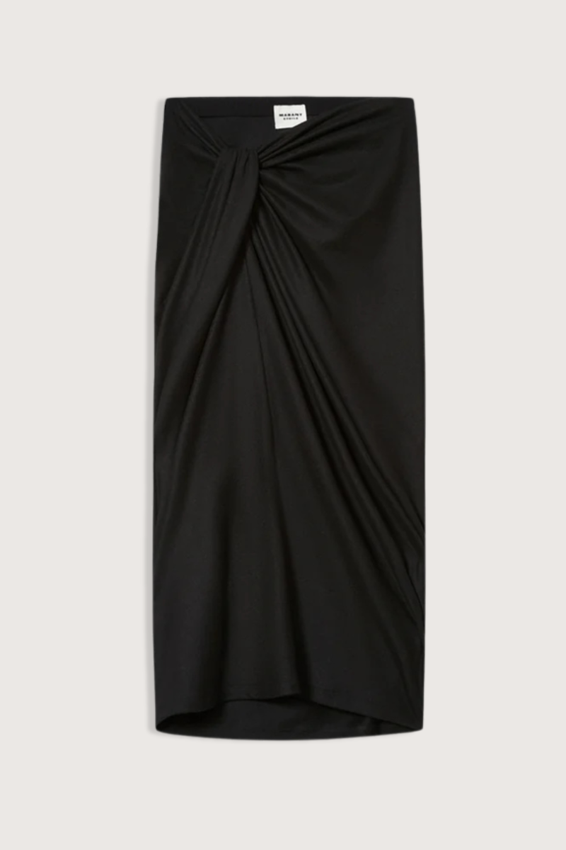 flat lay Jeldia Flannel Jersey Skirt black Draped flannel jersey midi skirt
Fitted
Mid-rise
Draped knot effect at the front
Elastic waistband
Polyester 66% Wool 29% Elastane 5%