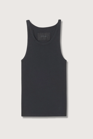 flat lay Jennifer Tank Black cotton Slim fit rib tank