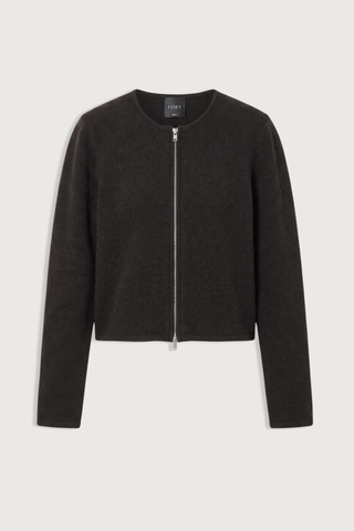 flat lay Jesse Felted Lambswool Zip Cardigan chocolate brown Felted Lambswool
Crew neckline
Fitted long sleeves
Two-way zip closure
100% Wool