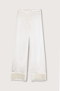 flat lay Jolen Pants Fringe  hem Italian Viscose white