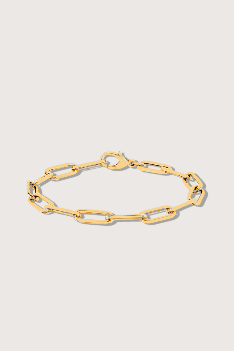 flat lay Jumbo Lola Chain Bracelet 14k yellow gold