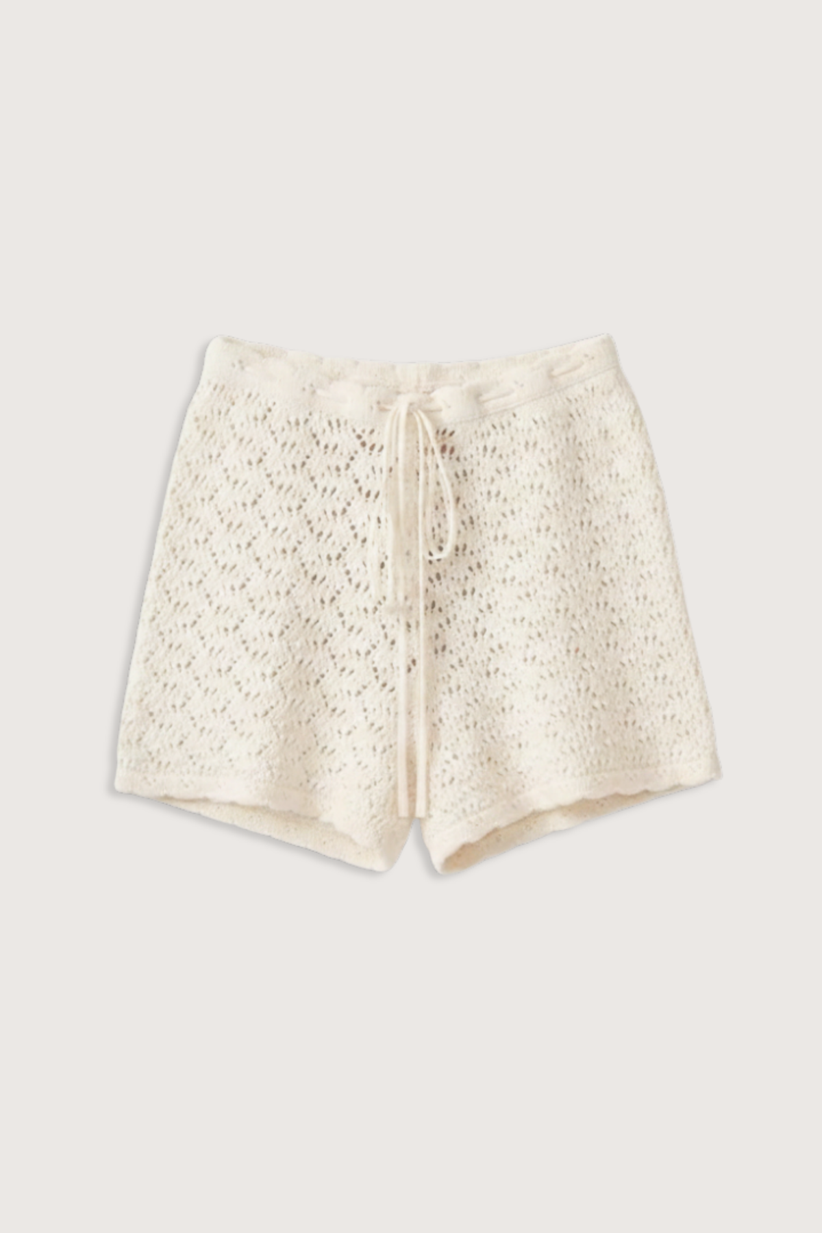 flat lay Kindra Croche Relaxed Short gardenia Relaxed crochet stitch shorts
Easy fit and soft texture
