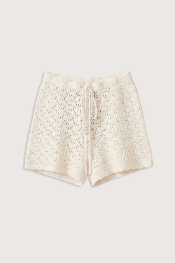 flat lay Kindra Croche Relaxed Short gardenia Relaxed crochet stitch shorts
Easy fit and soft texture