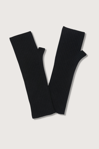 flat lay Knokke Mitten Black straight cut cashmere 2-threads flat ribs