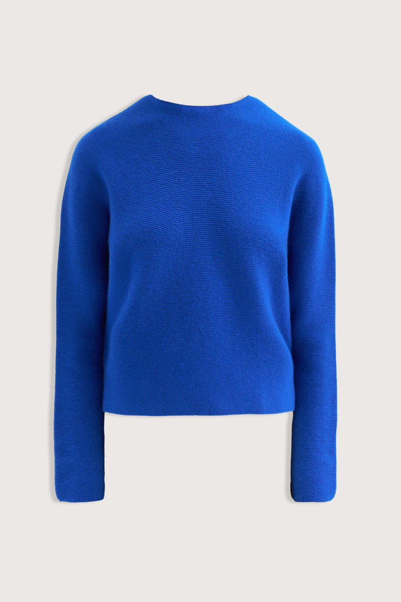 flat lay Kopanos Long Sleeve Crew Klein Blue 100% Superfine Merino Wool regular fit