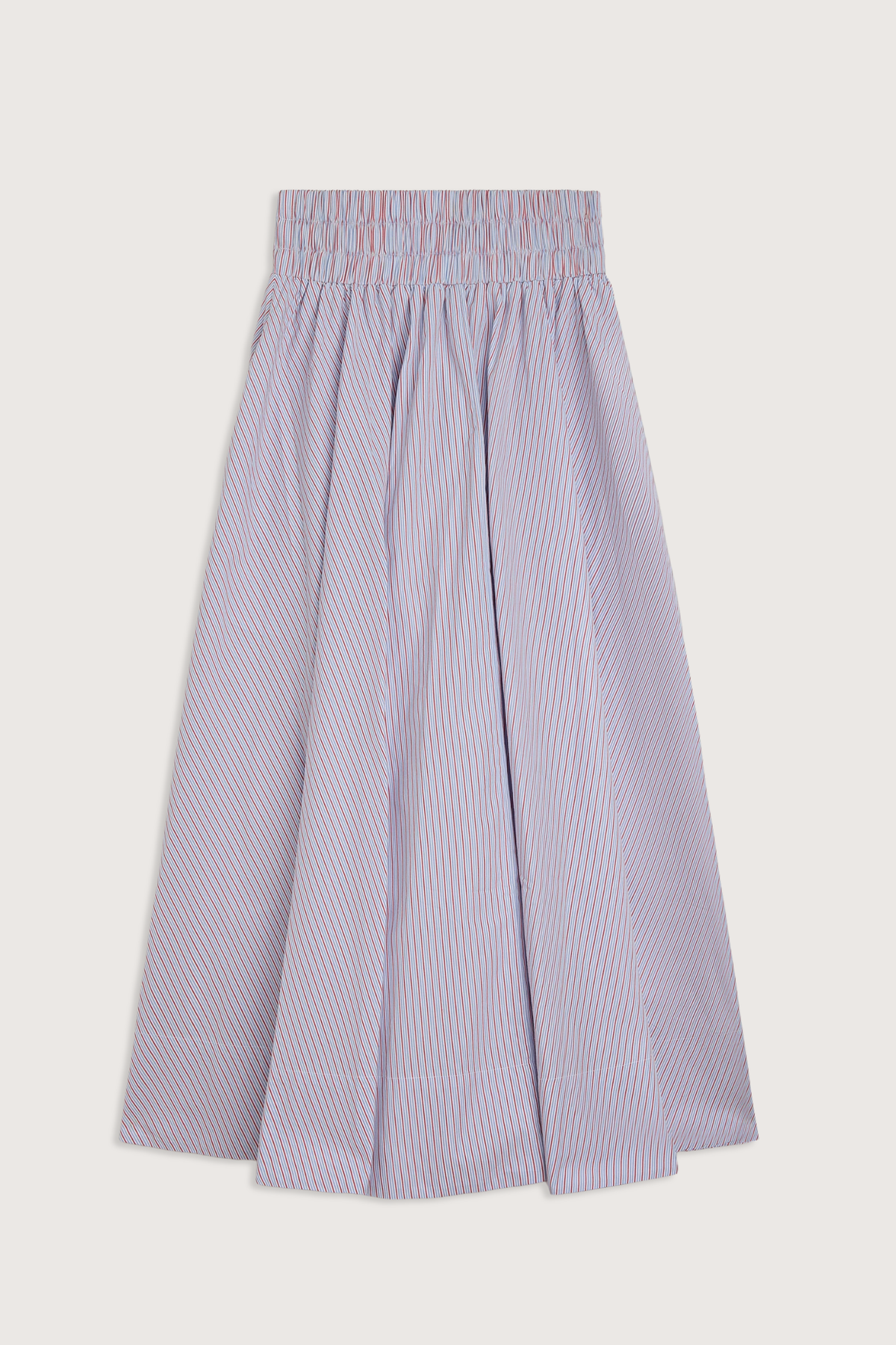 flat lay Kyria Poplin Striped Skirt Chambray/Poppy Stripe Full skirt
Elastic waistband
100% cotton
