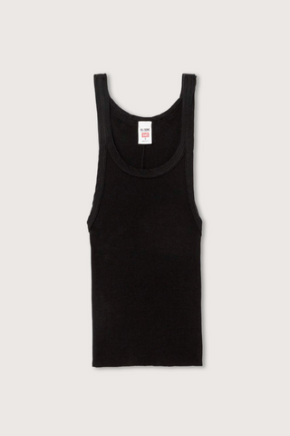 Cropped Ribbed Tank Black