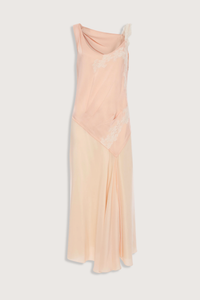 flat lay Lace Strap Dress Blossom peach pink Ankle length with asymmetric hem
Drape fabrication
Round front neckline
Covered back
Sleeveless
Trim lace detail
Zip fastening
71% Acetate 29% Viscose
