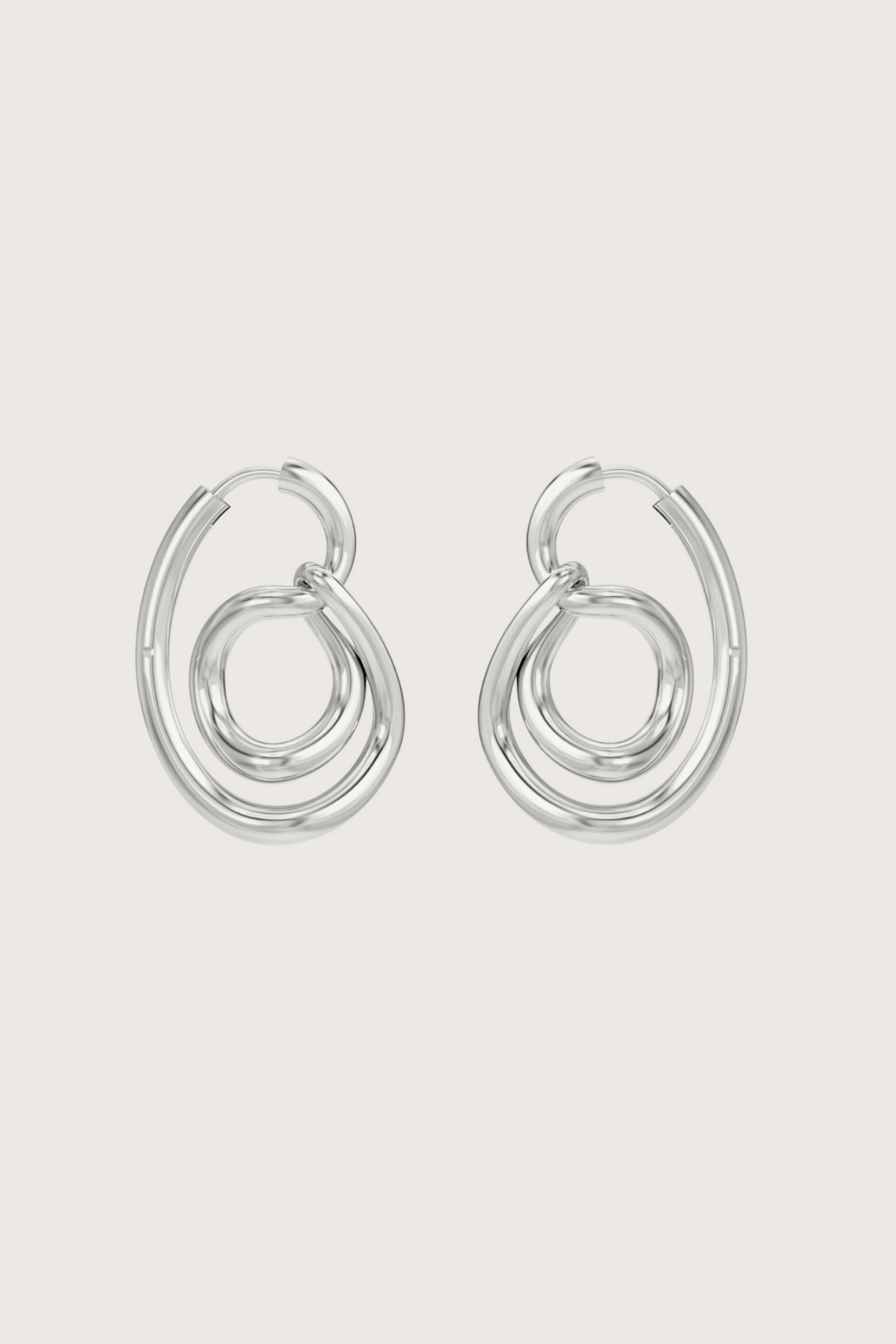 flat lay Lasso Hoop Earring Silver 925 Rhodium Plated Sterling Silver