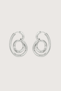 flat lay Lasso Hoop Earring Silver 925 Rhodium Plated Sterling Silver