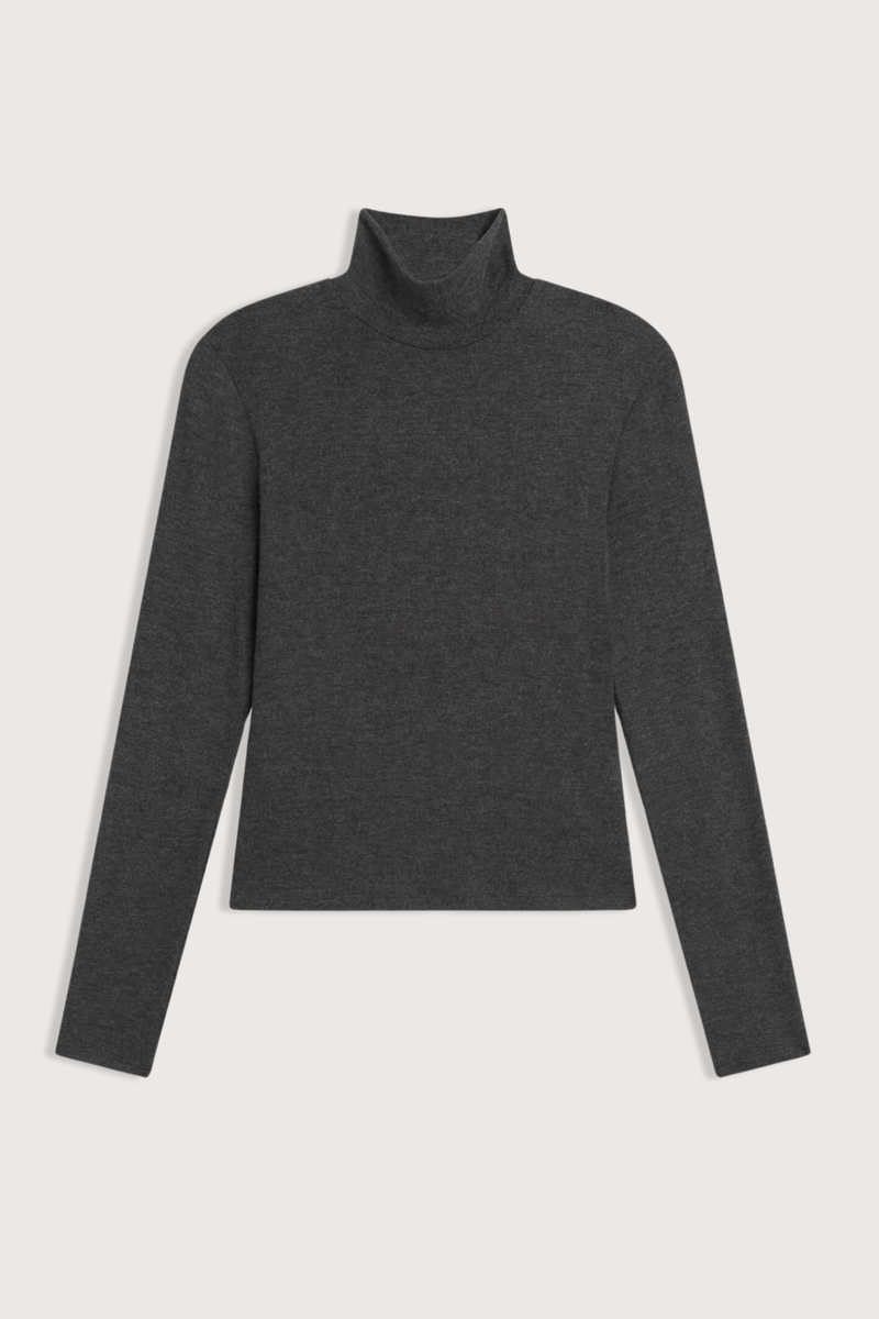 flat lay Lauren T-Neck Long Sleeve Top Charcoal Buttery soft brushed sweater jersey
Long Sleeve
Turtleneck
Fitted silhouette
Flexibly styled turtleneck

47% Polyester, 47% Rayon, 6% Spandex