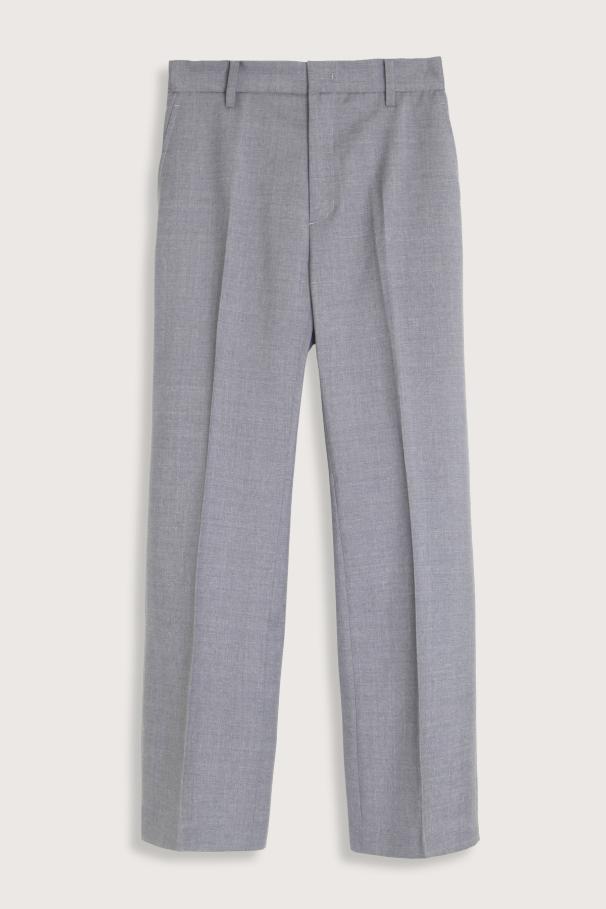 flat lay Light Wool Elastic Pant Grey Melange Straight leg
Clasp closure
Back elastic waist
Belt loops