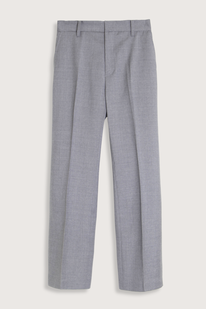 flat lay Light Wool Elastic Pant Grey Melange Straight leg
Clasp closure
Back elastic waist
Belt loops