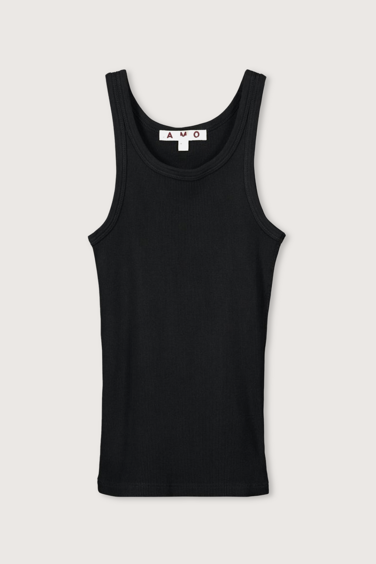 flat lay Long Rib Tank Vintage Black cotton by amo