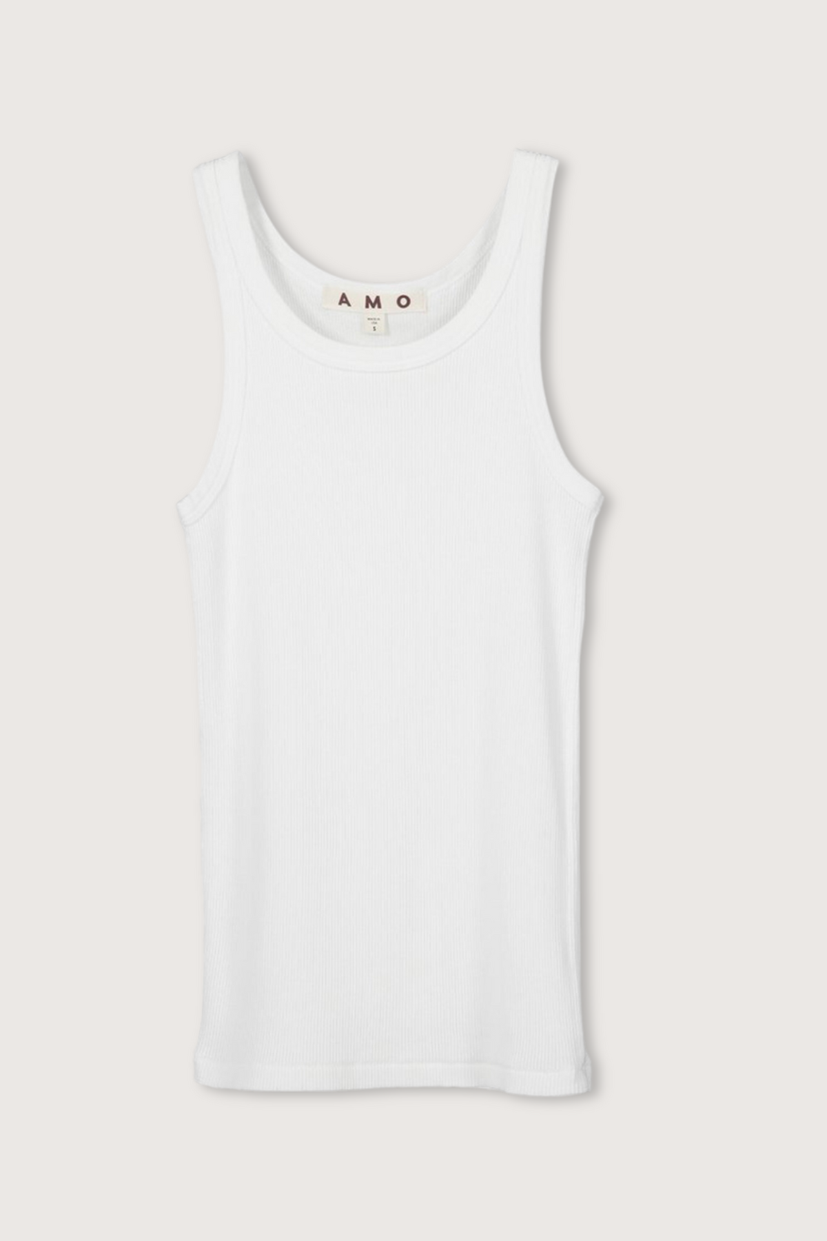 flat lay Long Rib Tank White cotton by amo