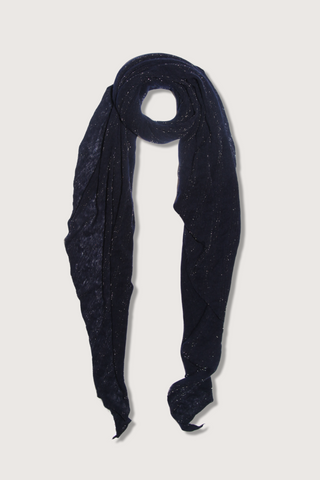 flat lay Lurex Small Cashmere Scarf Navy Silver Lurex