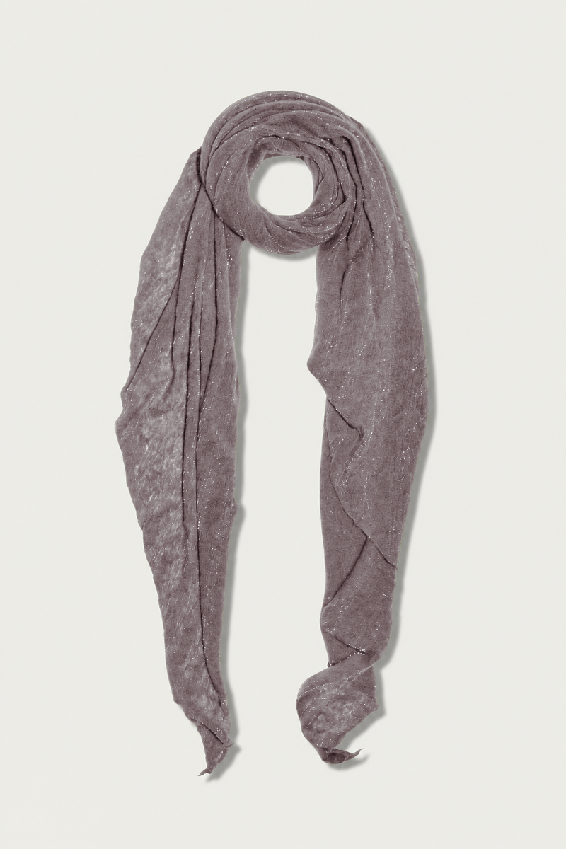 flat lay Lurex Small Cashmere Scarf Taupe 100% cashmere