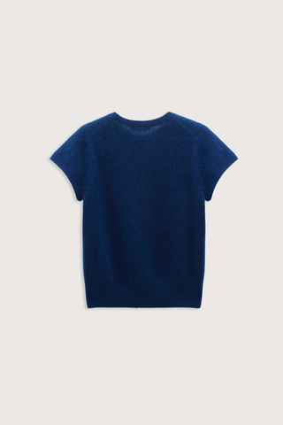 back flat lay Luxury Love Pullover Ocean blue Open pointelle patterning on the sleeves
100 % Cashmere
Round neck
Wide draped short sleeves
Rolled cuffs
Ribbed knit trim around the neckline and hem