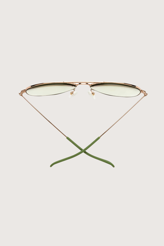 top profile Mabuhay Reading Glass Rose Gold Green +1.50 aviator style gold frame green tint lens
