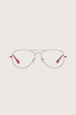 front profile Mabuhay Reading Glasses Classic +0.00 aviator style gold frame clear lens