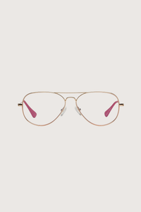 front profile Mabuhay Reading Glasses Classic +1.50 aviator style gold frame clear lens