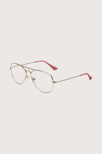 side profile Mabuhay Reading Glasses Classic +1.50 aviator style gold frame clear lens