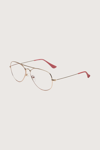 side profile Mabuhay Reading Glasses Classic +1.50 aviator style gold frame clear lens