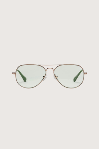 front profile Mabuhay Reading Glasses  Rose Gold Green +0.00 gold frame green tint lens