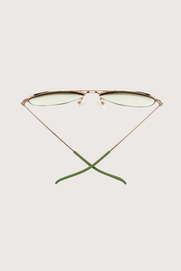top profile Mabuhay Reading Glasses  Rose Gold Green +0.00 gold frame green tint lens