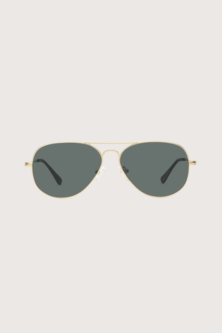 front profile Mabuhay Sunglasses Polarized aviator classic style grey lens matte gold frame