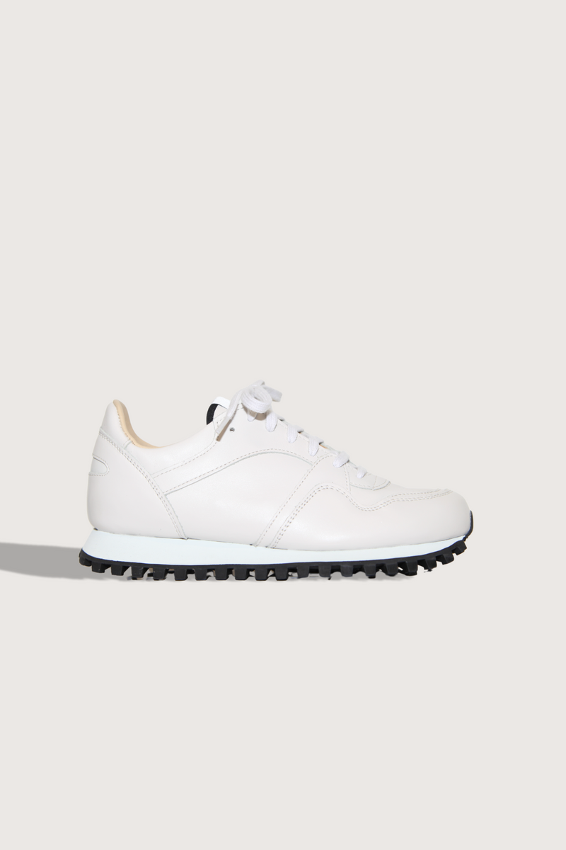 side profile Marathon Trail Low Nappa Sneakers - Black Sole Chalk with retro rubber sole