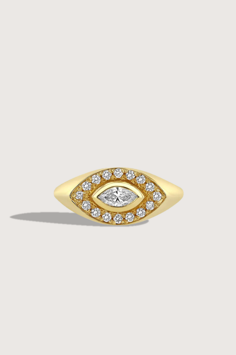 Marquise Signet Ring Diamond 14k gold