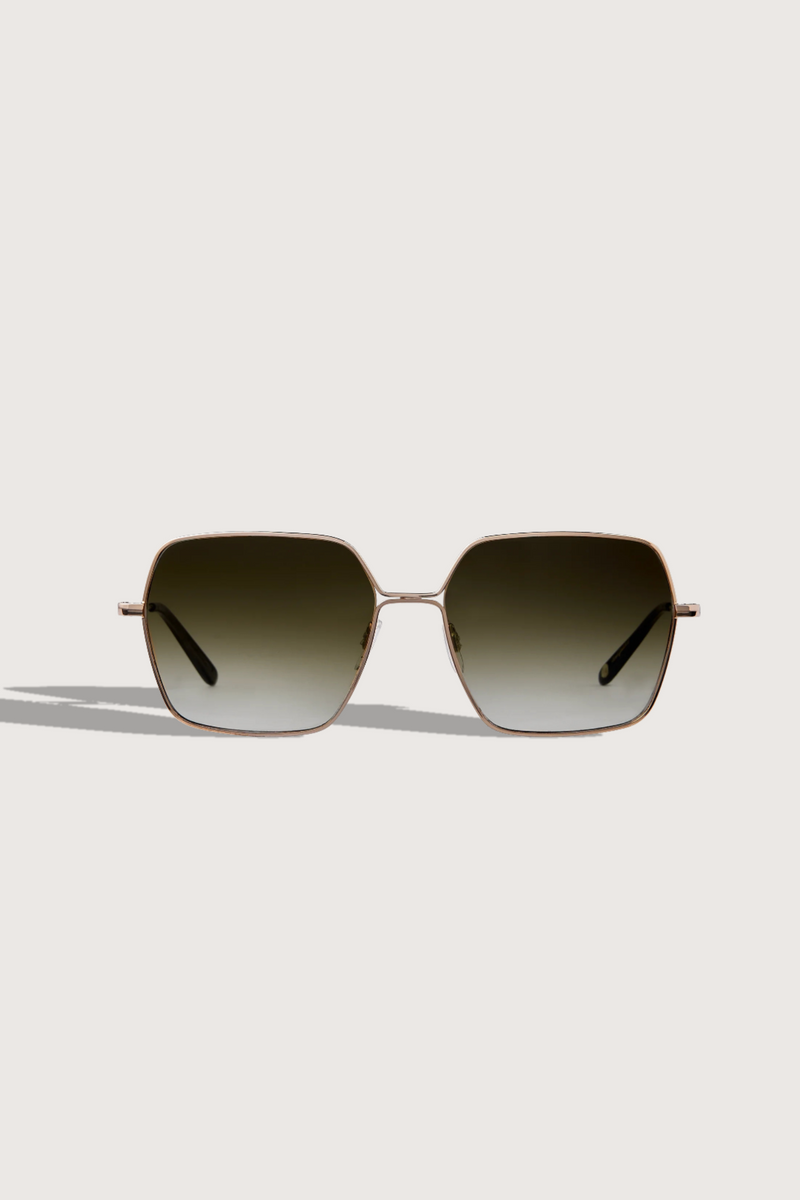 front profile Meadow Sun retro square Sunglasses green gradient lens gold frame