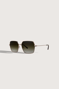 angled profile Meadow Sun retro square Sunglasses green gradient lens gold frame