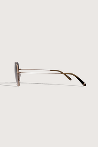 side profile Meadow Sun retro square Sunglasses green gradient lens gold frame