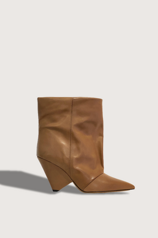 side profile Meela Leather Boots conic heel