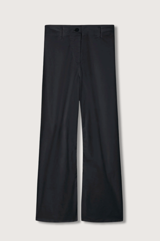 flat lay Megan Cotton Pant Carbon mid rise wide crop fit