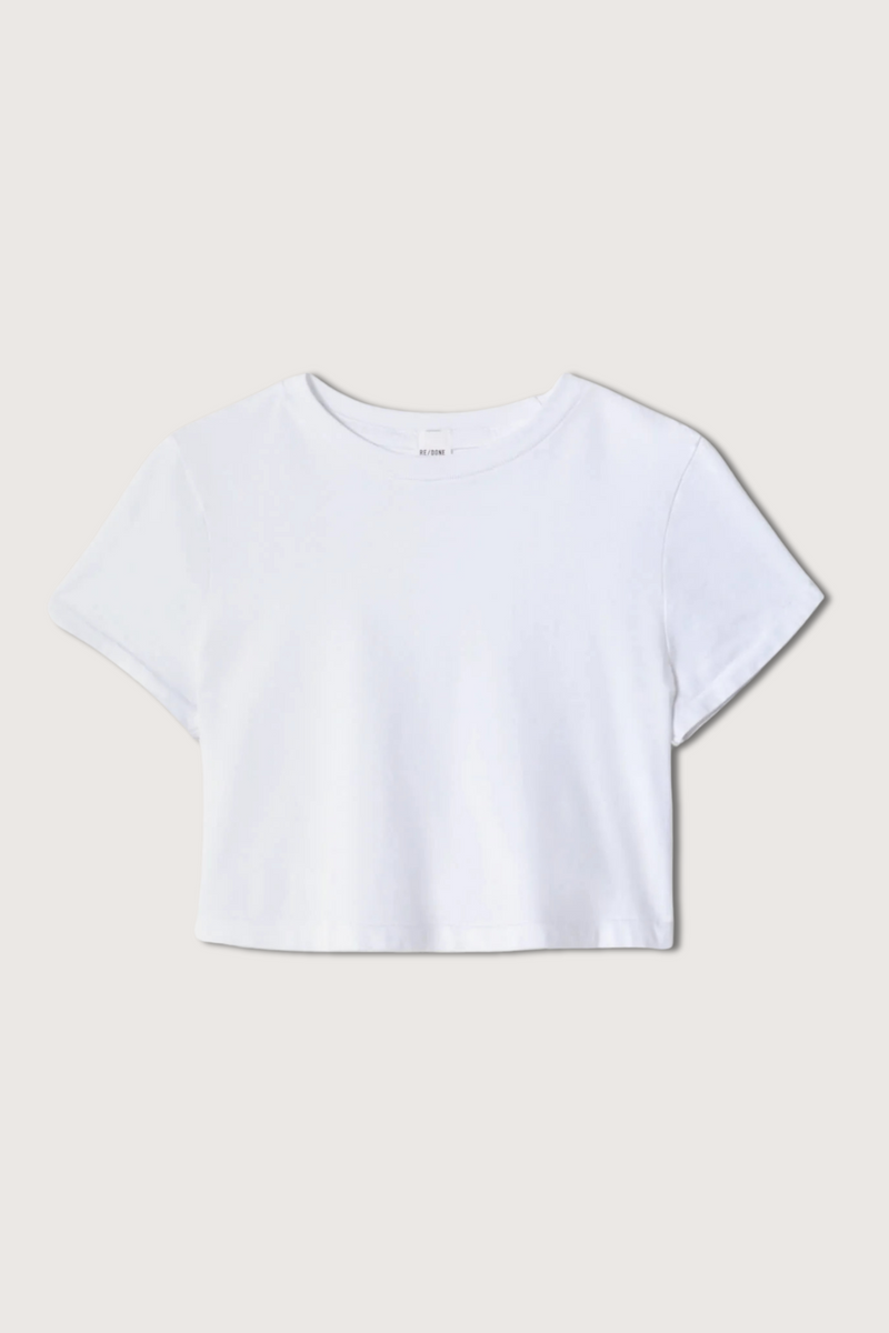 flat lay Micro cotton crewneck Tee white
