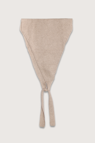 flat lay Mila Lux Triangle Scarf With Tie Taupe cashmere